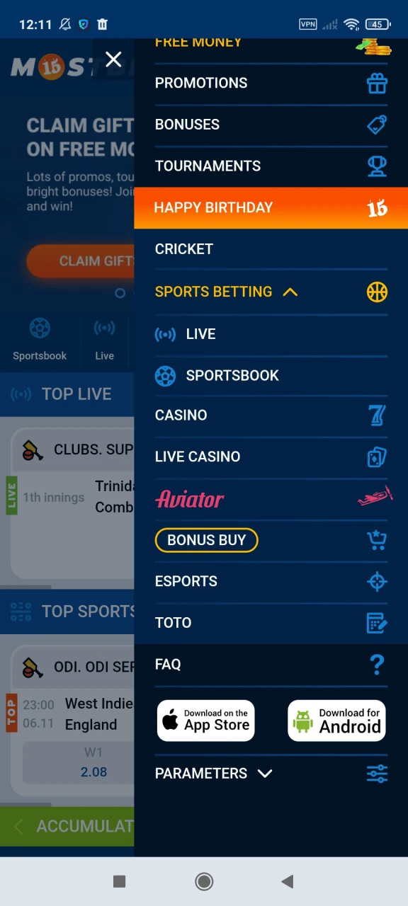 Choose to download the Mostbet application for Android.