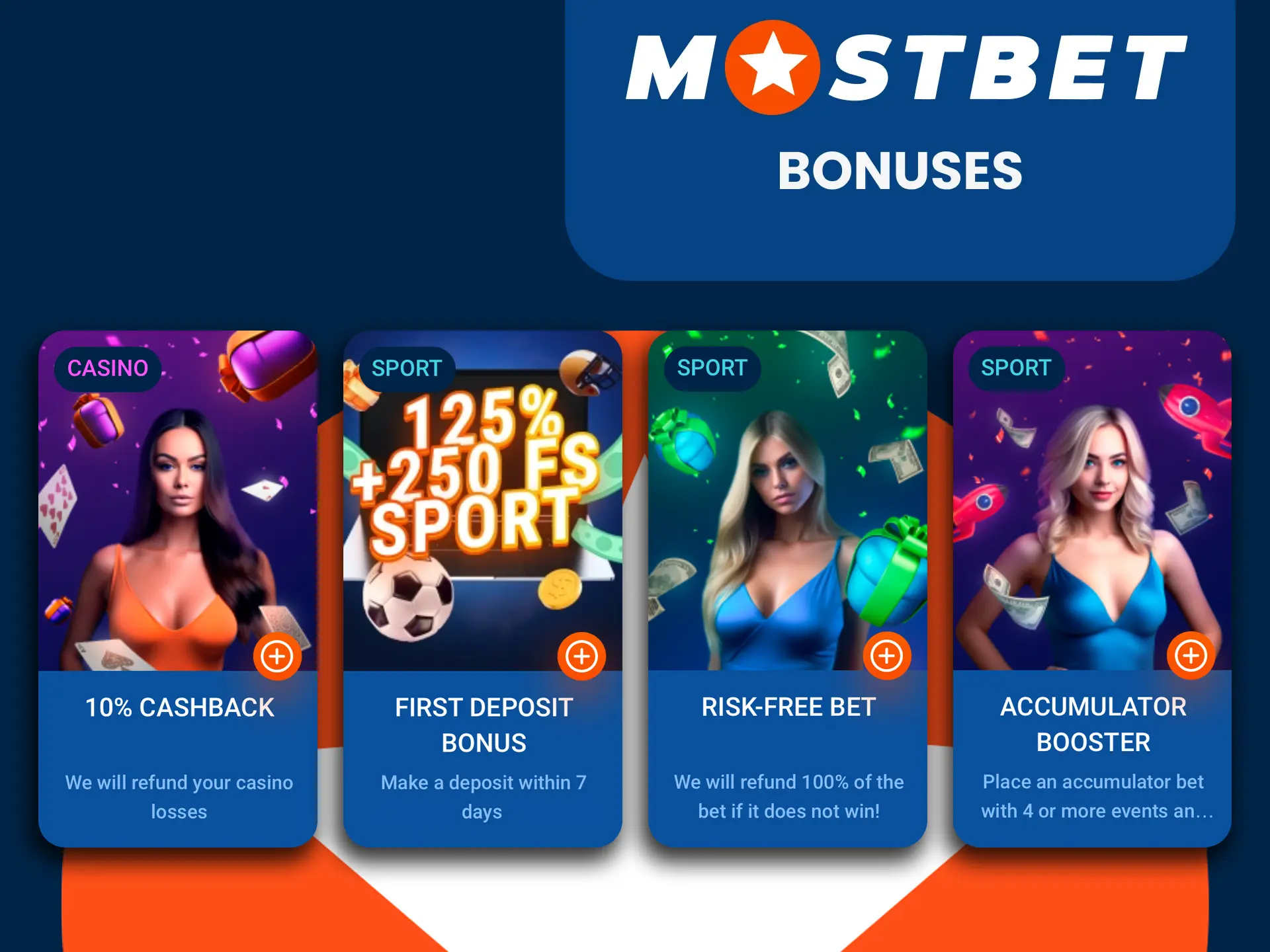 Visit the section with bonuses in the Mostbet application.