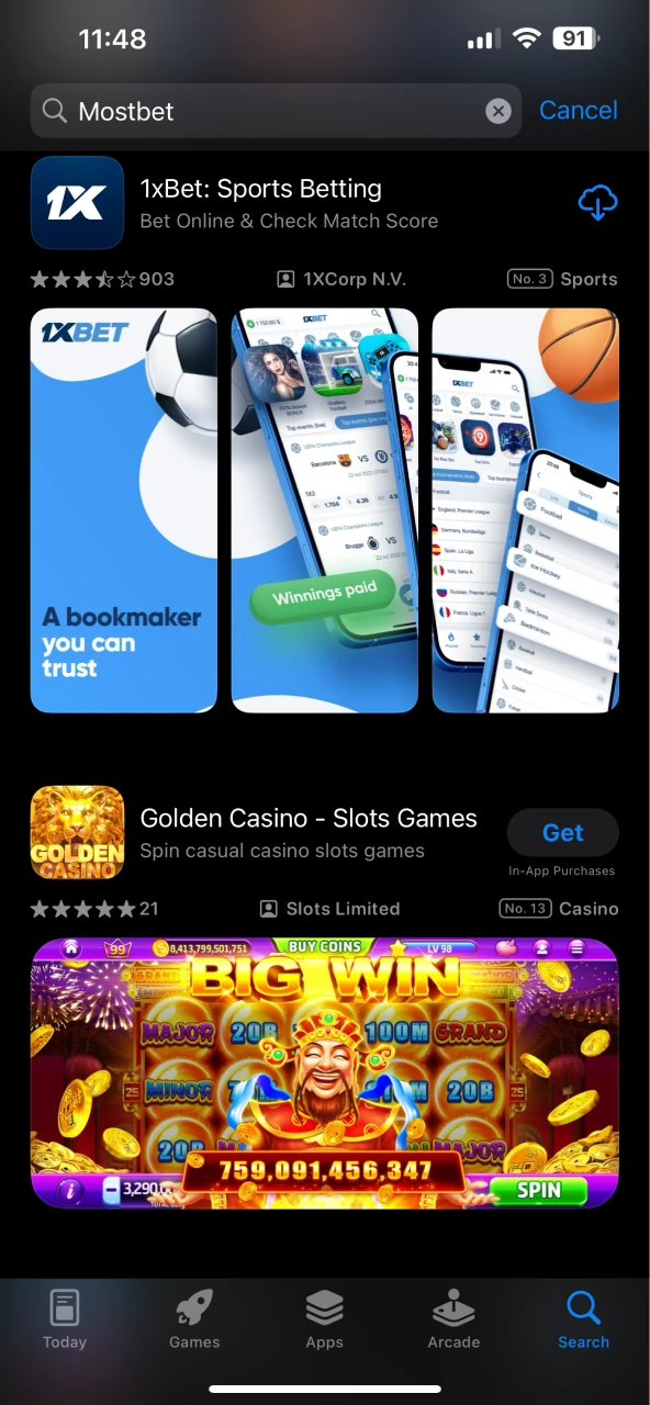 Find the Mostbet app to download on iOS.