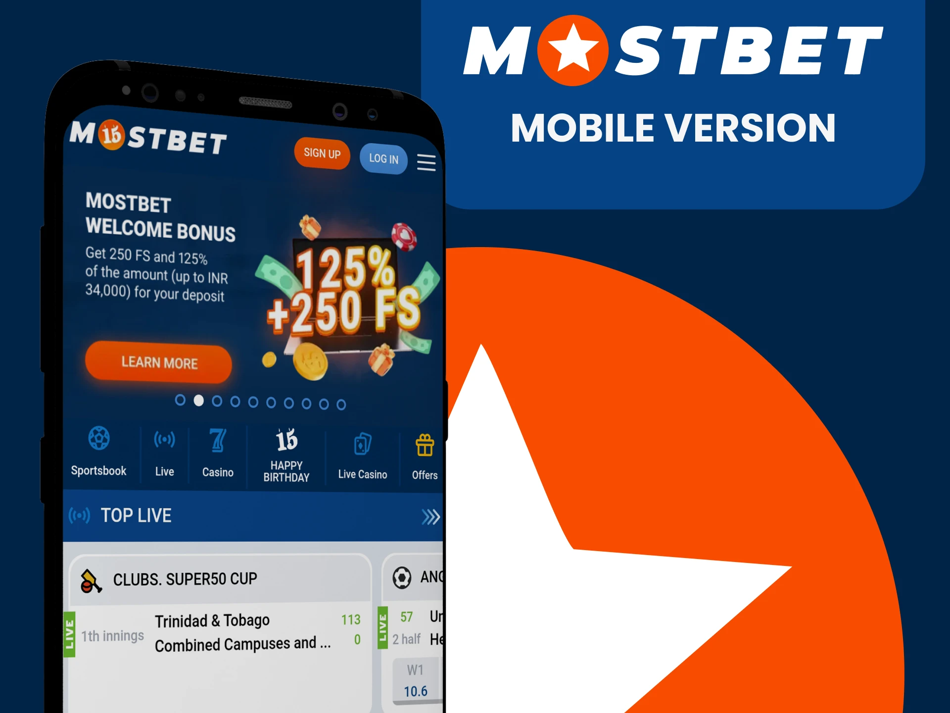 Visit the mobile version of Mostbet.