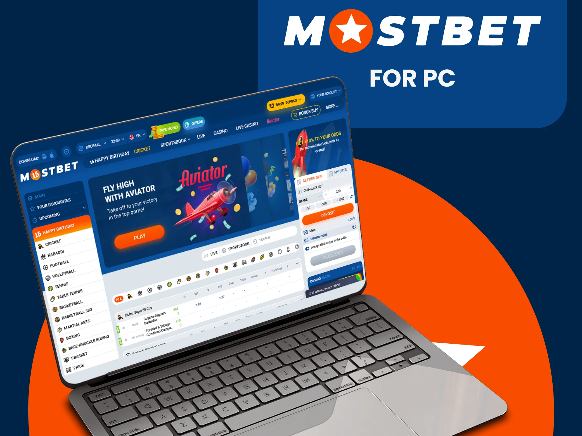 You can use Mostbet on a PC.