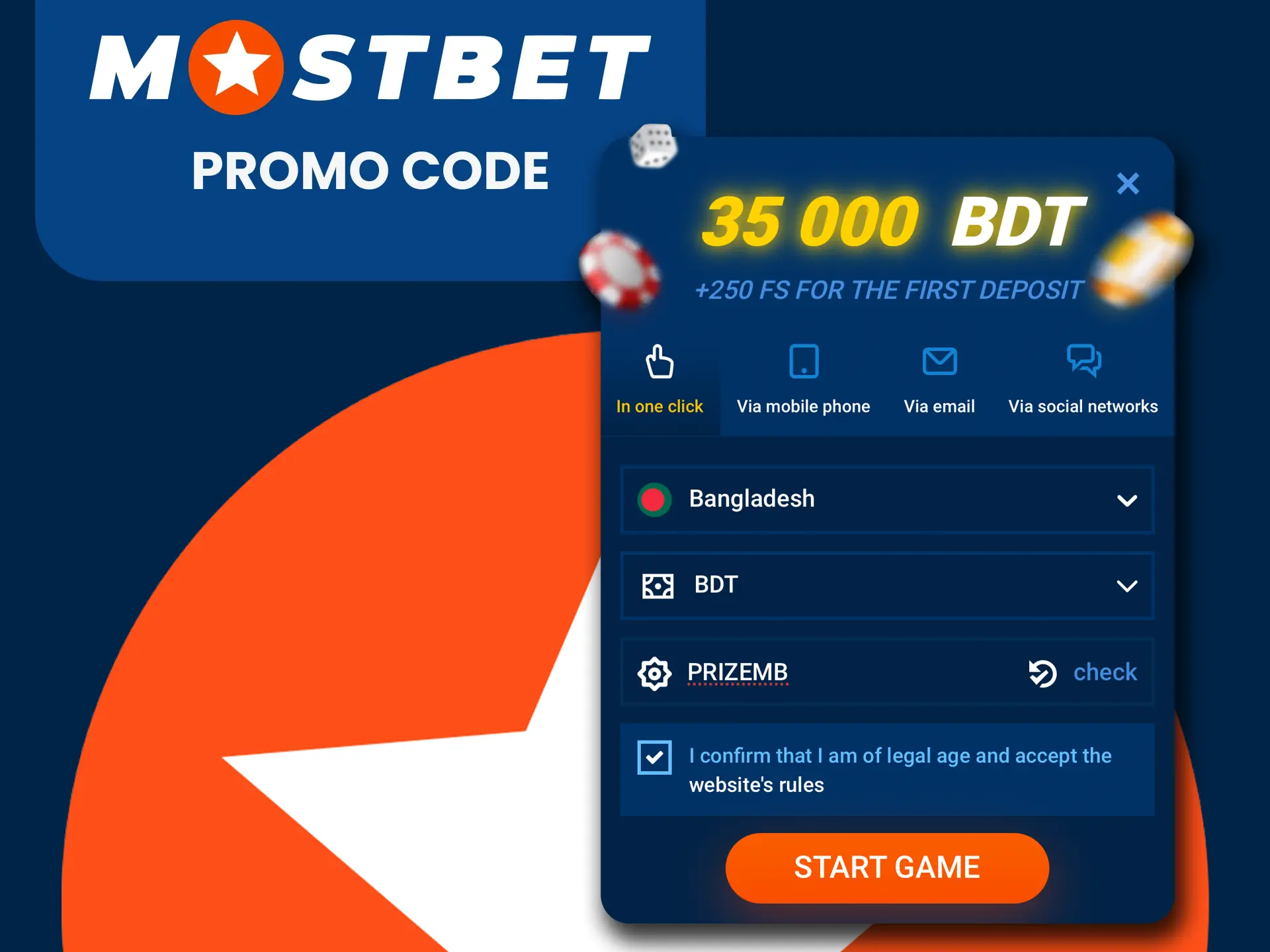 Use the bonus code in the Mostbet application.