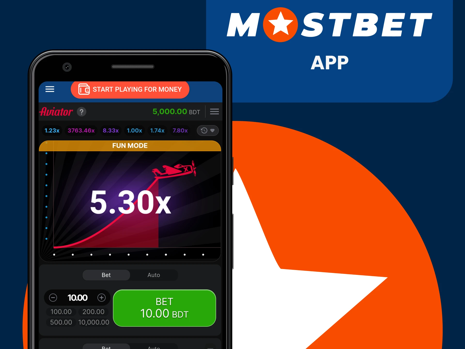 You can play Aviator in the Mostbet application.