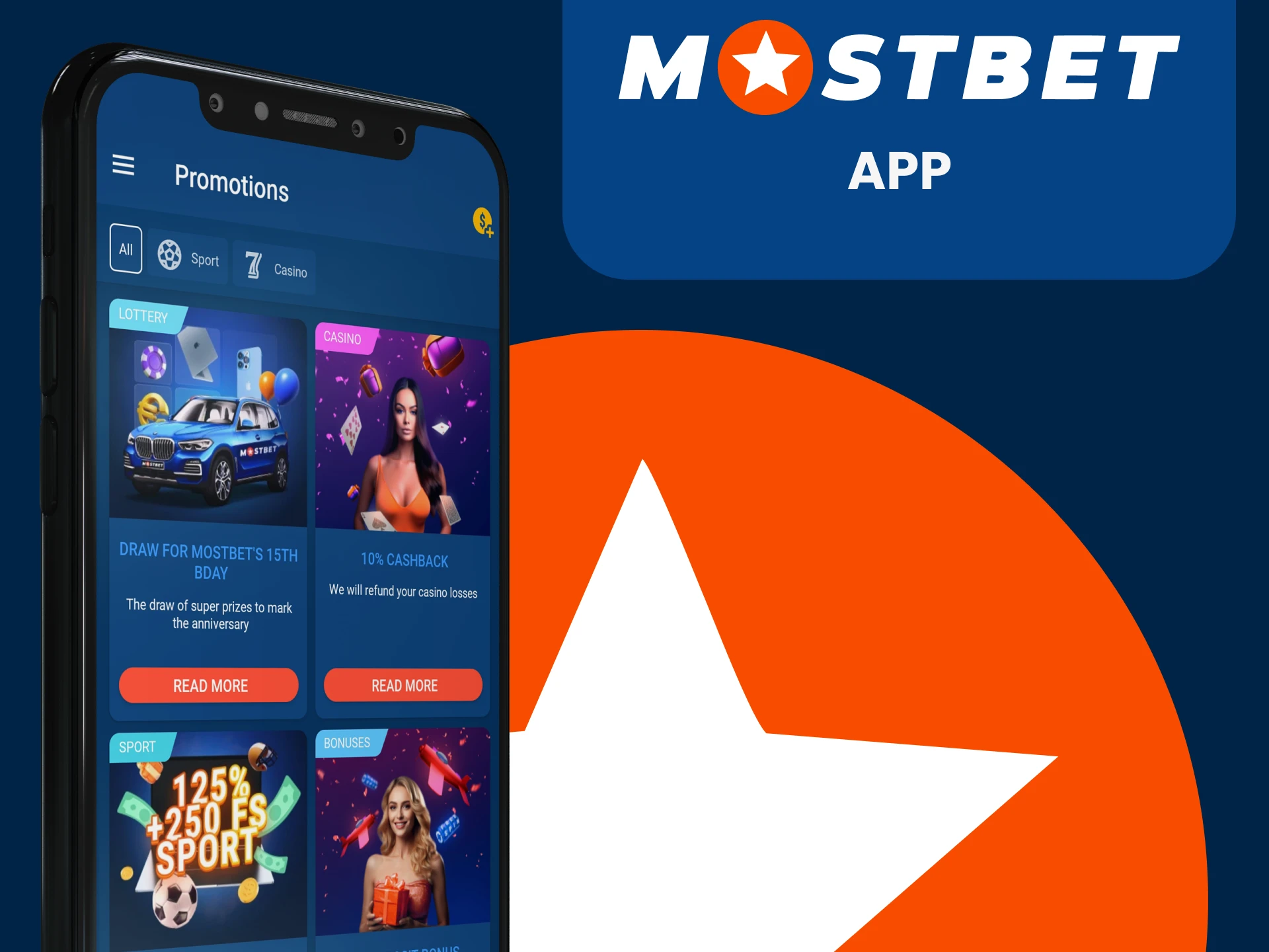 You can collect bonuses in the Mostbet application.