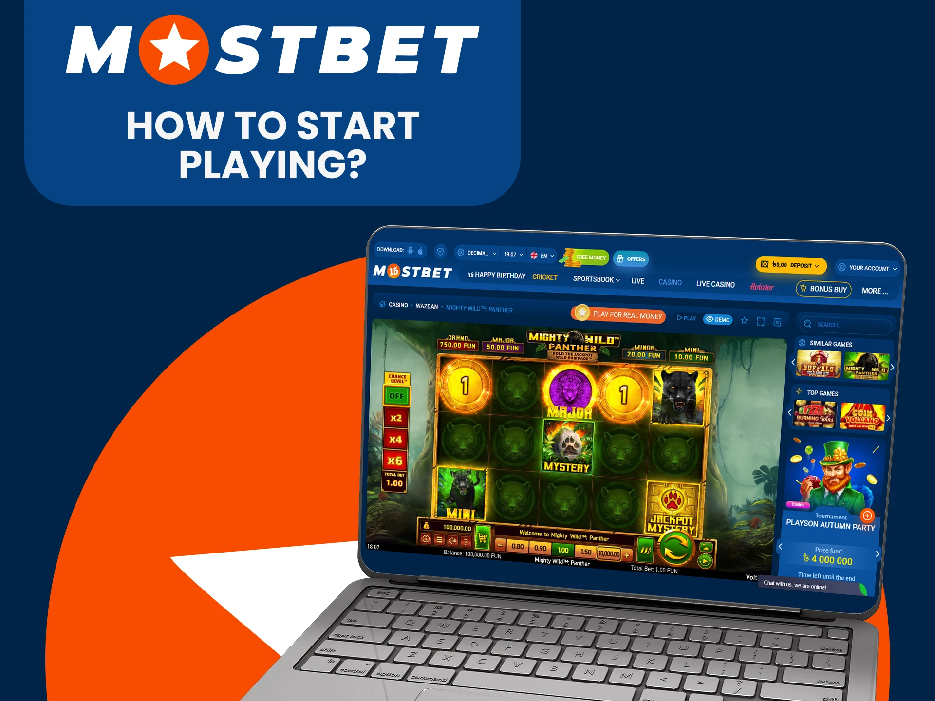 Go to the casino section for games on Mostbet.