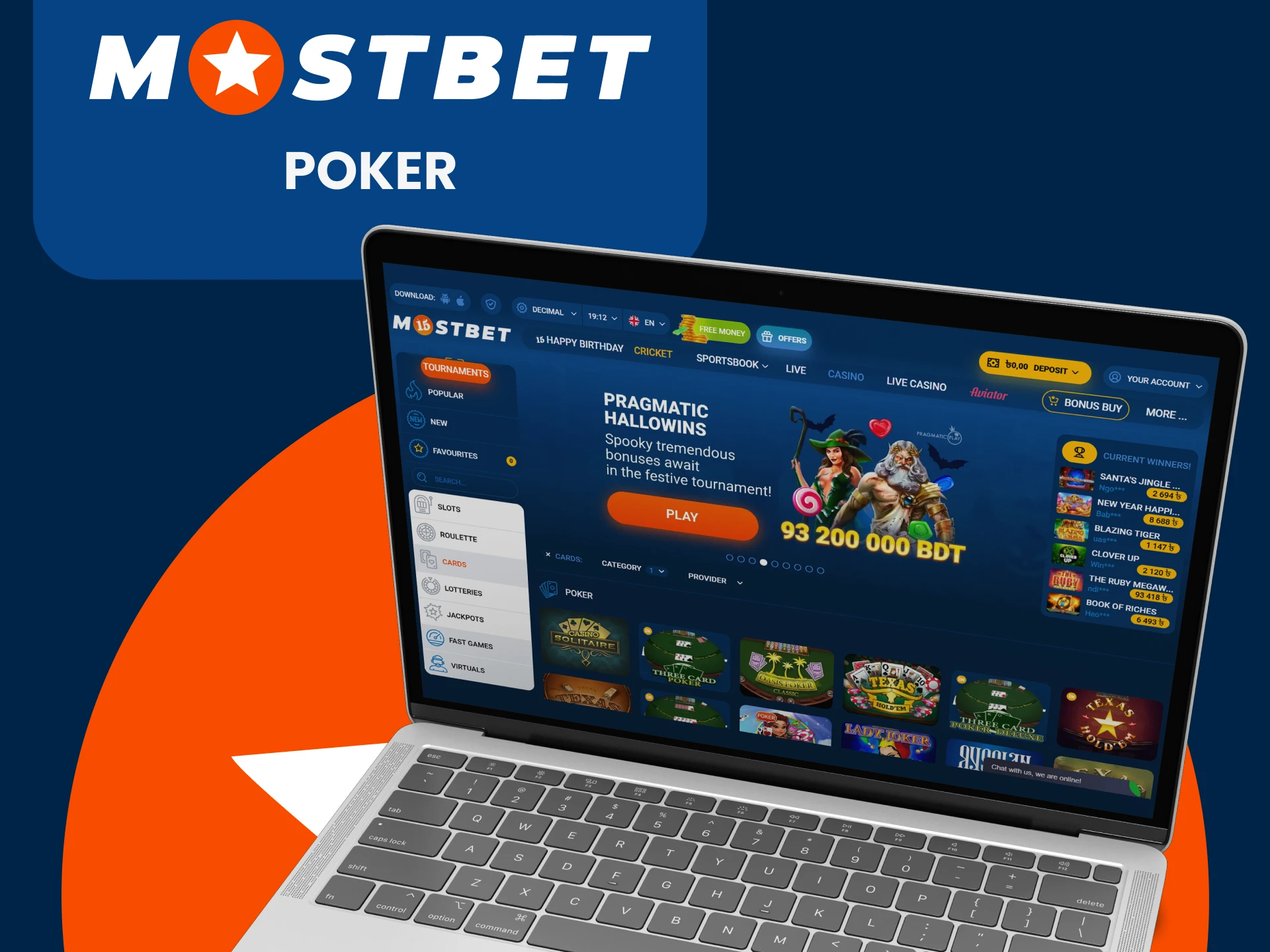 Choose poker for games on Mostbet.