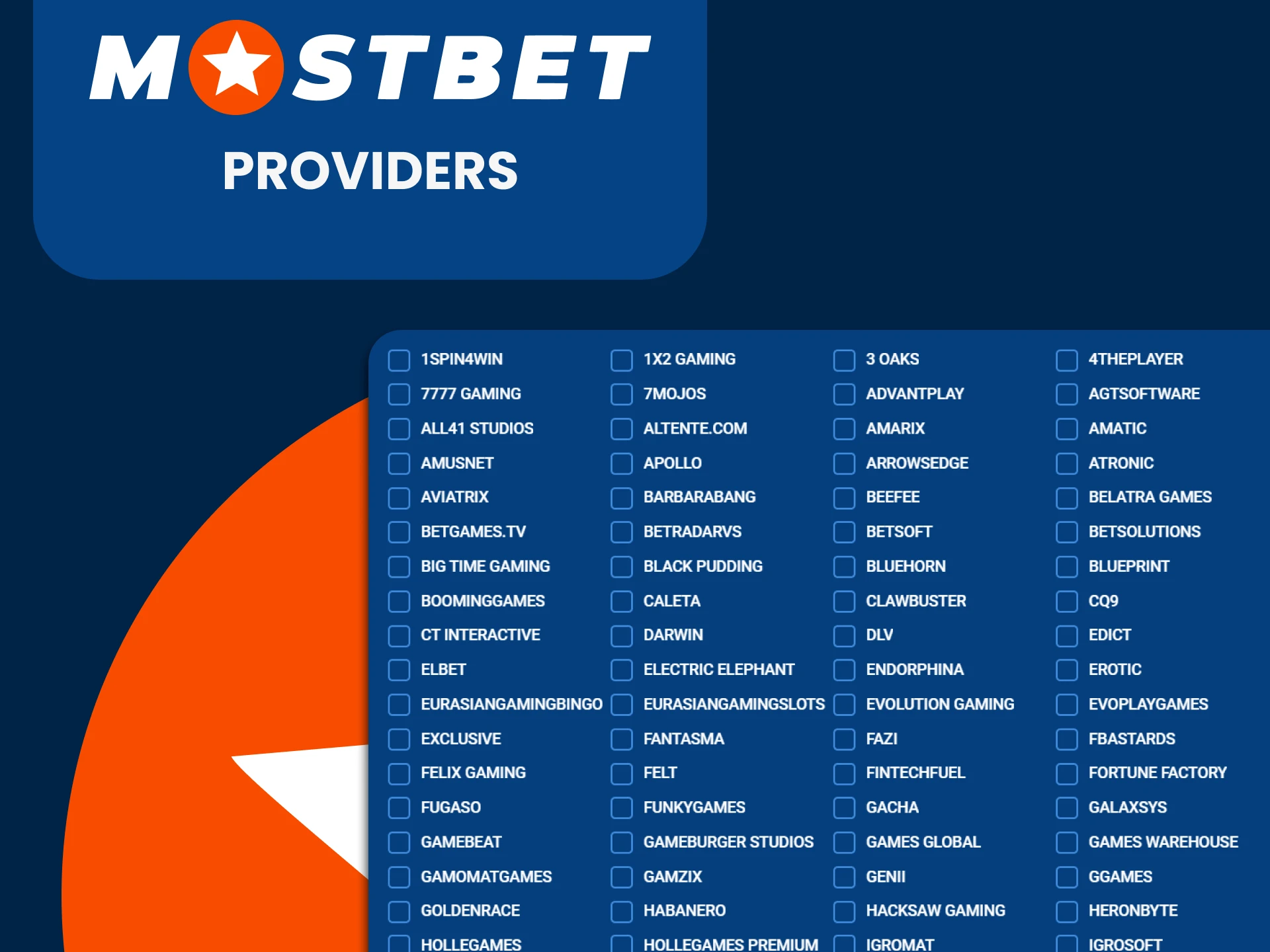 Choose the best provider for games on Mostbet.