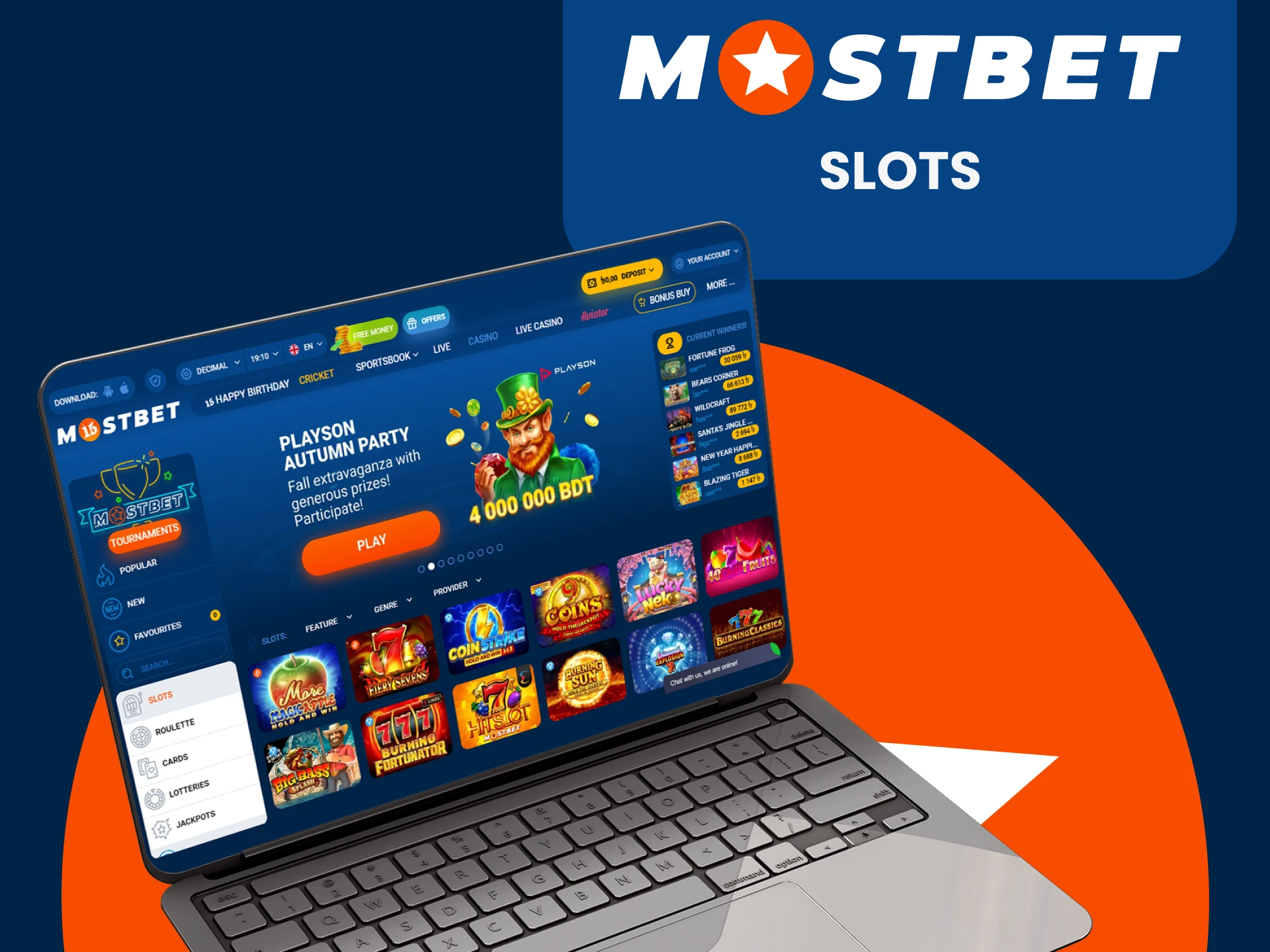 Play slots with Mostbet.