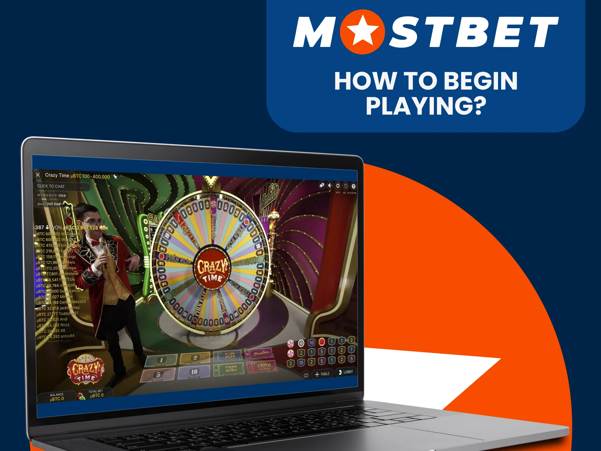 Go to the live casino section to start playing at Mostbet.