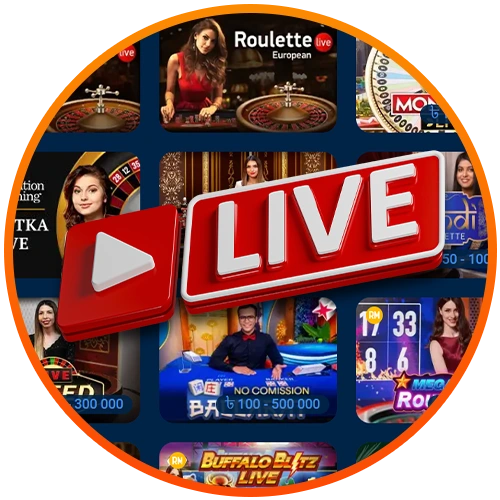 Interact with dealers and other players in real time at Mostbet slot.