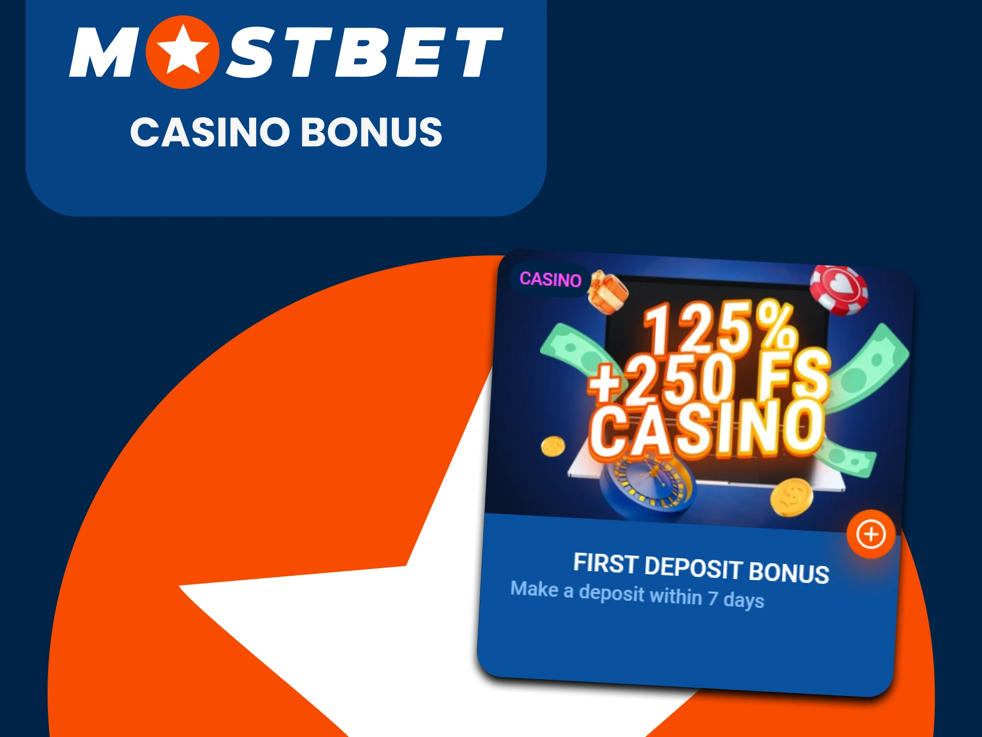 Mostbet gives a bonus for casino games.