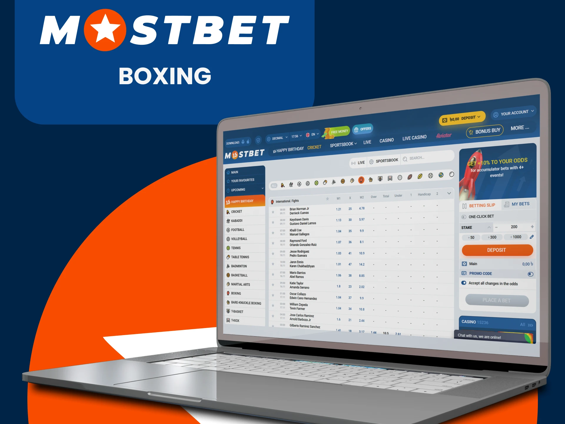 You can place bets on boxing on the Mostbet website.