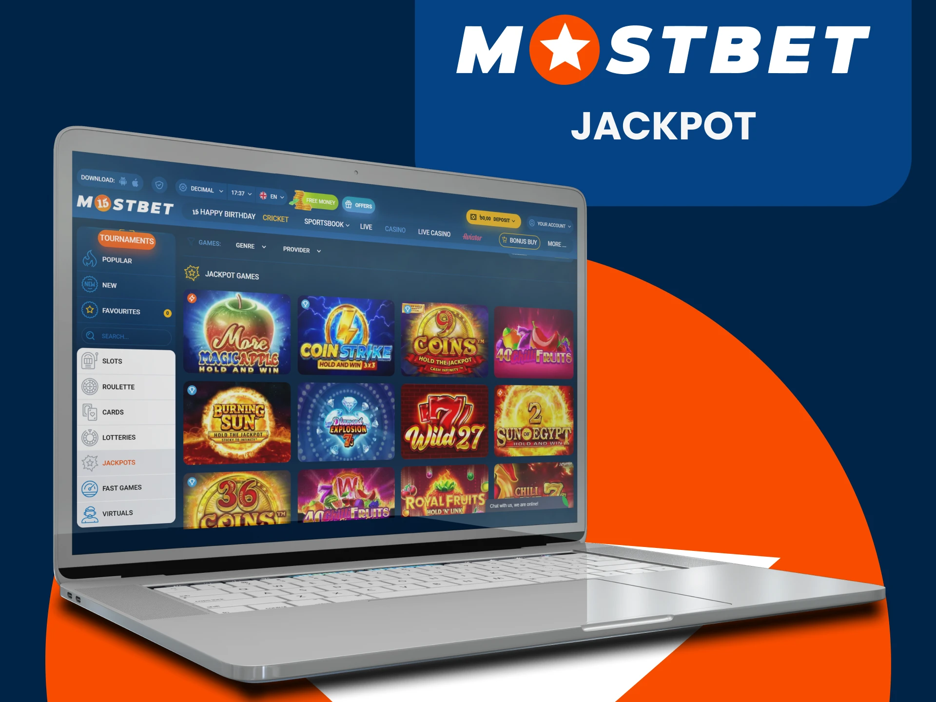 In the Mostbet casino section you can play for the jackpot.