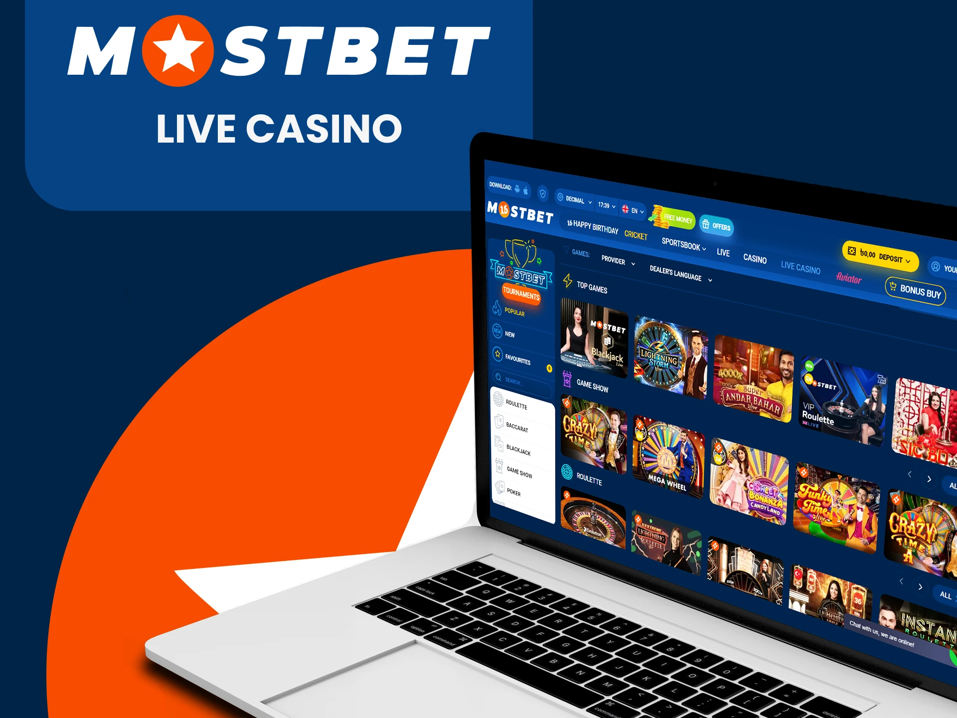 Play live casino with Mostbet.