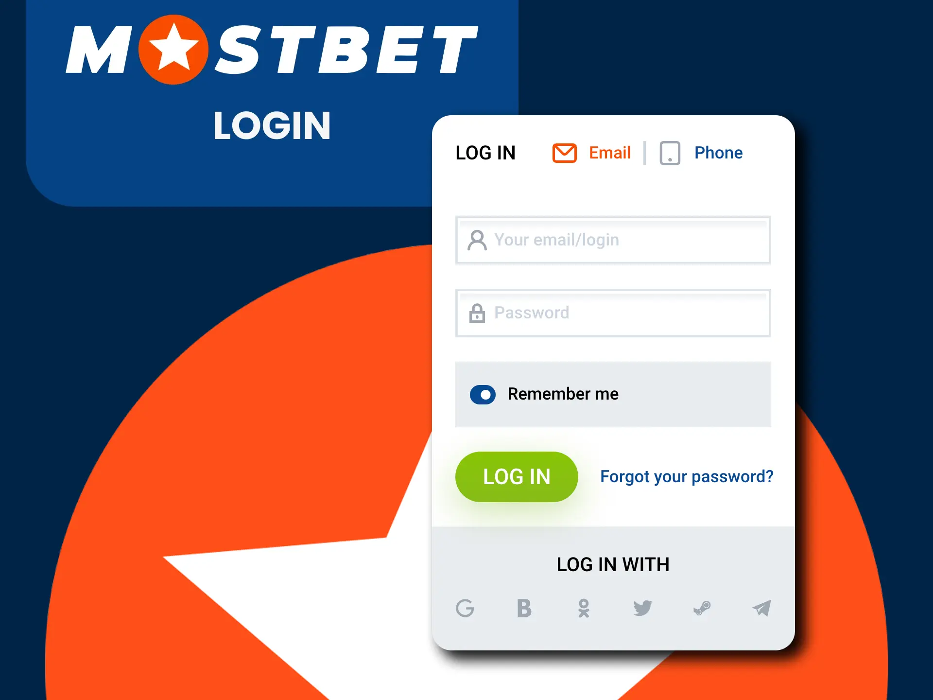 Log in to your personal account on the Mostbet website.