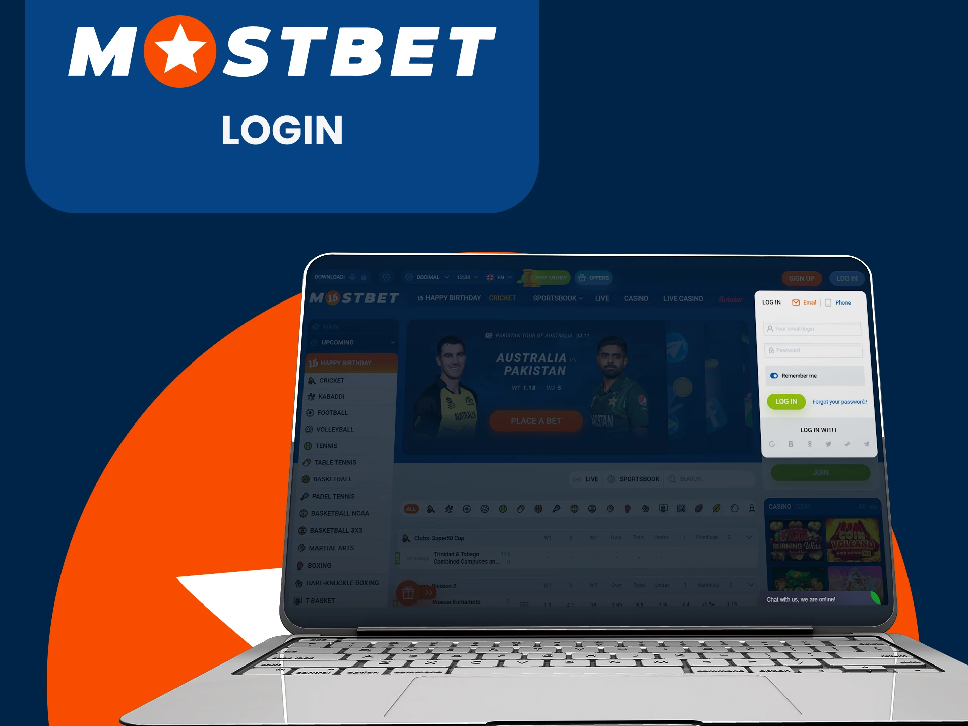 Log in to your personal account on the Mostbet website.