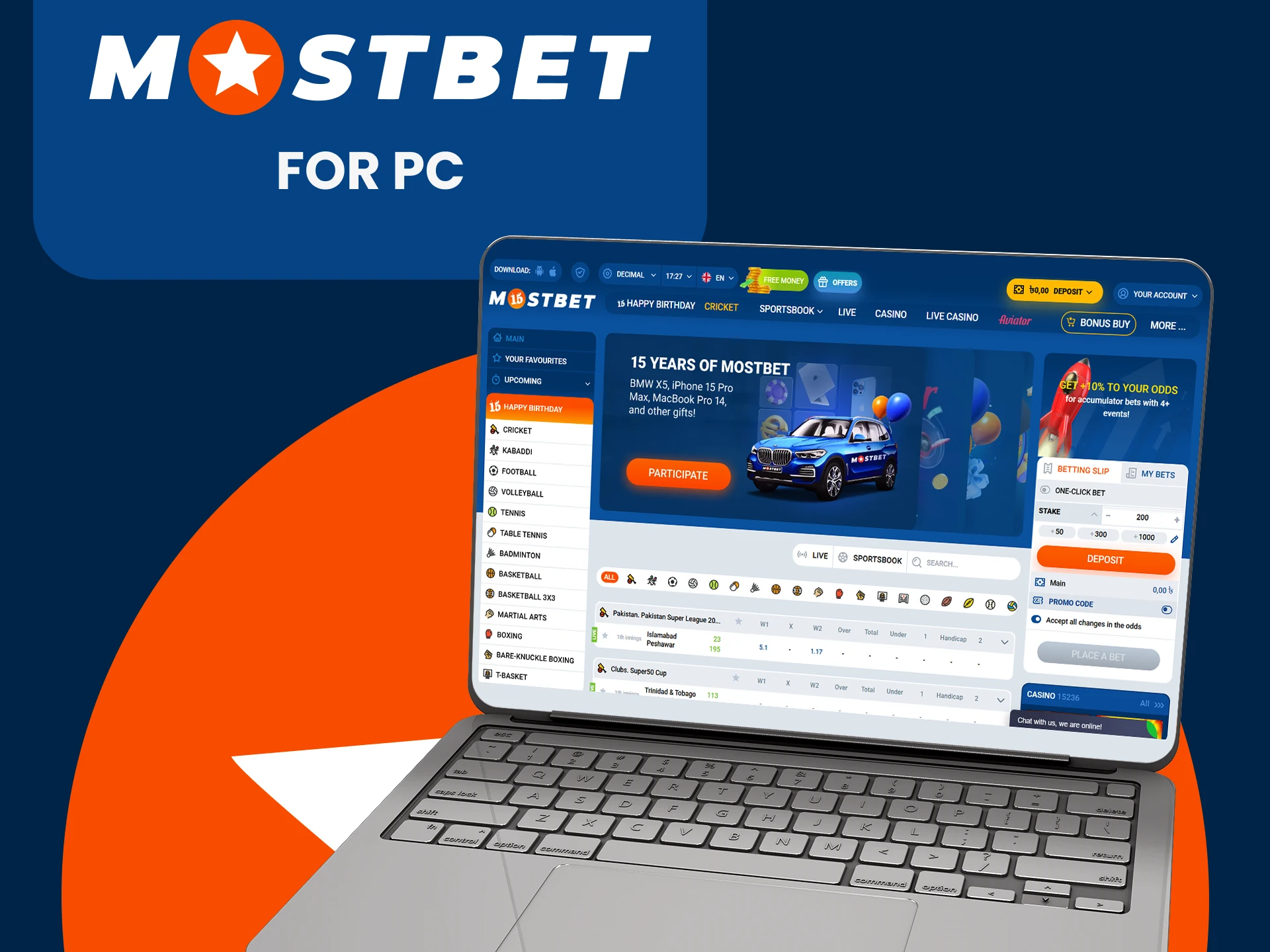 Use Mostbet on PC.