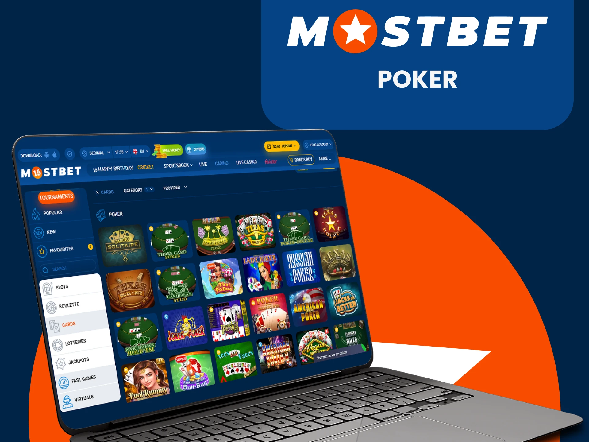 Play poker with Mostbet.