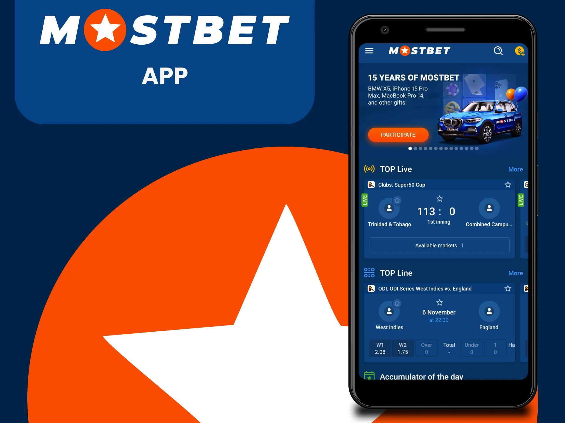 Use the Mostbet application on your smartphone.