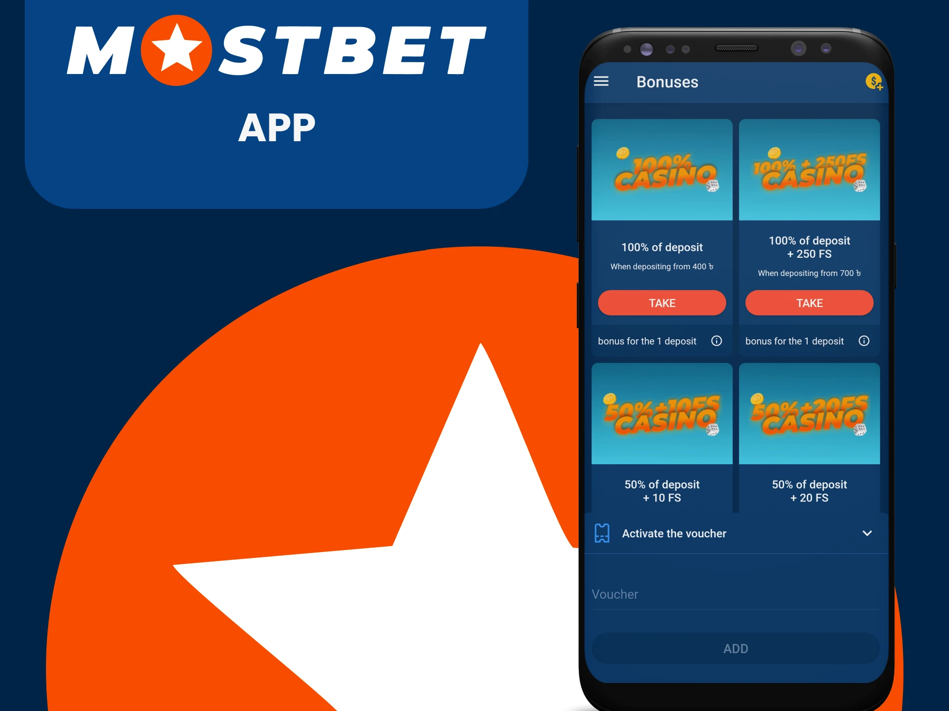 You can use the promotional code in the Mostbet application.