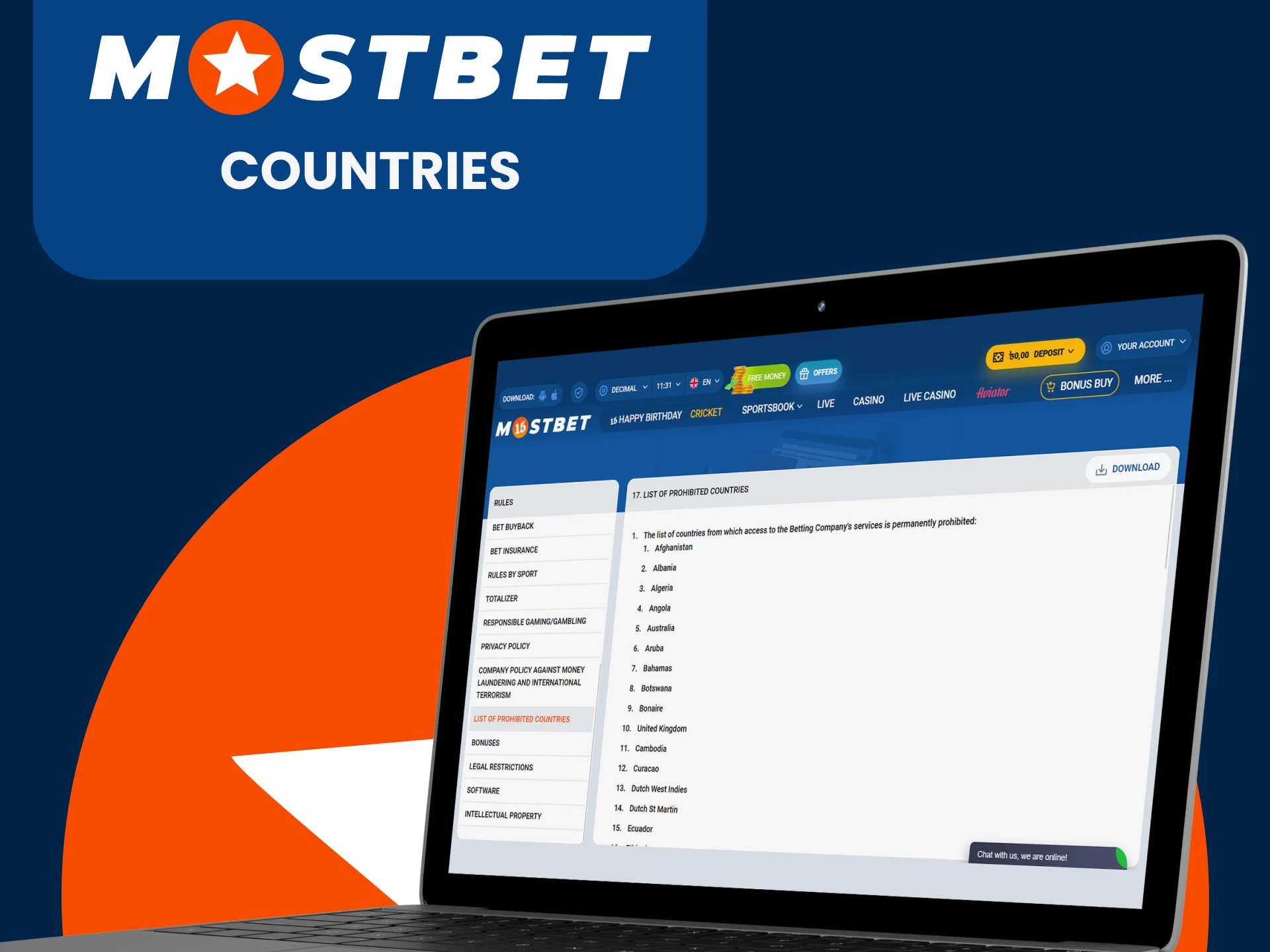 Study the list of countries where Mostbet is prohibited.