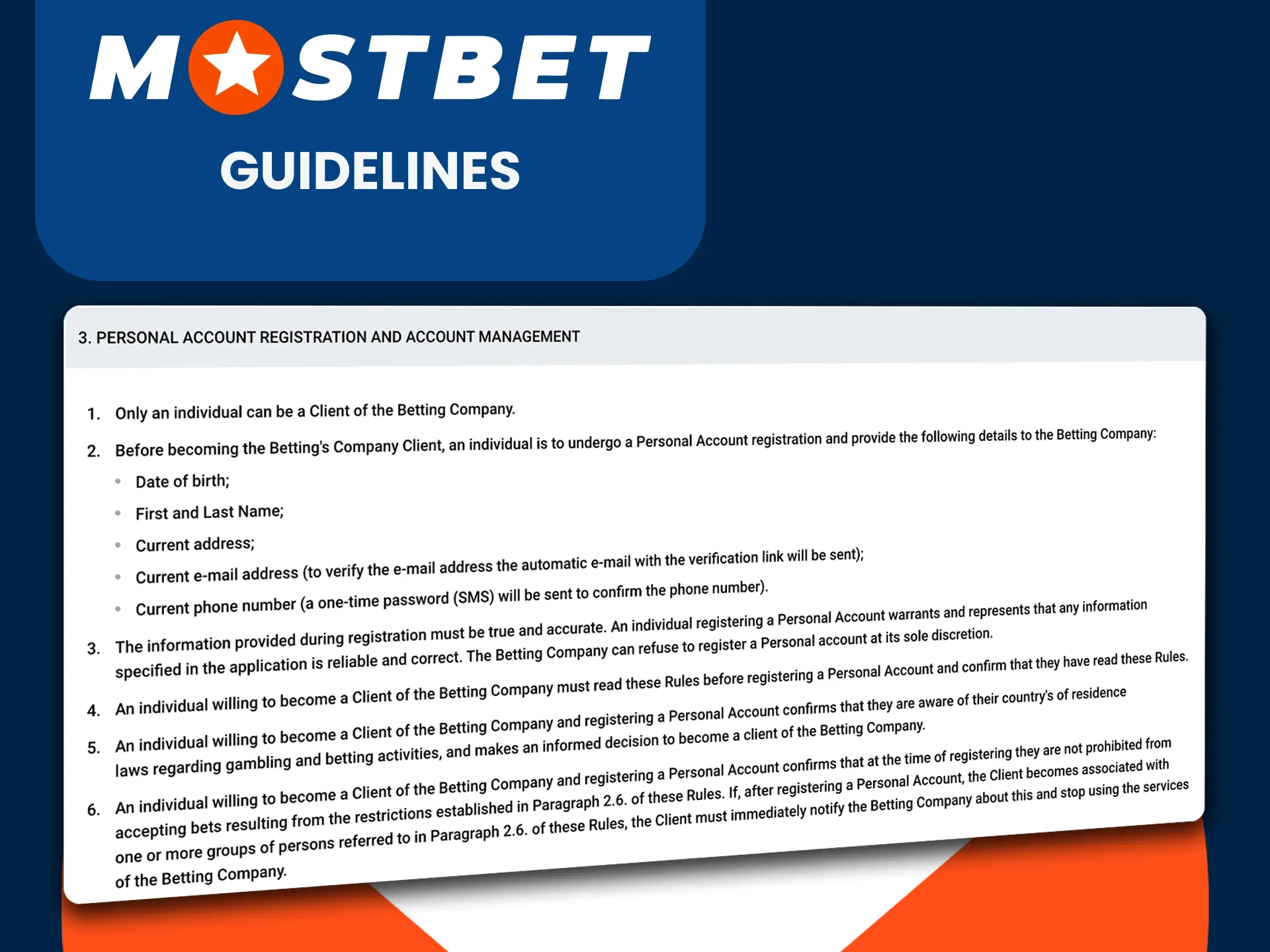 Study the requirements for registering with Mostbet.