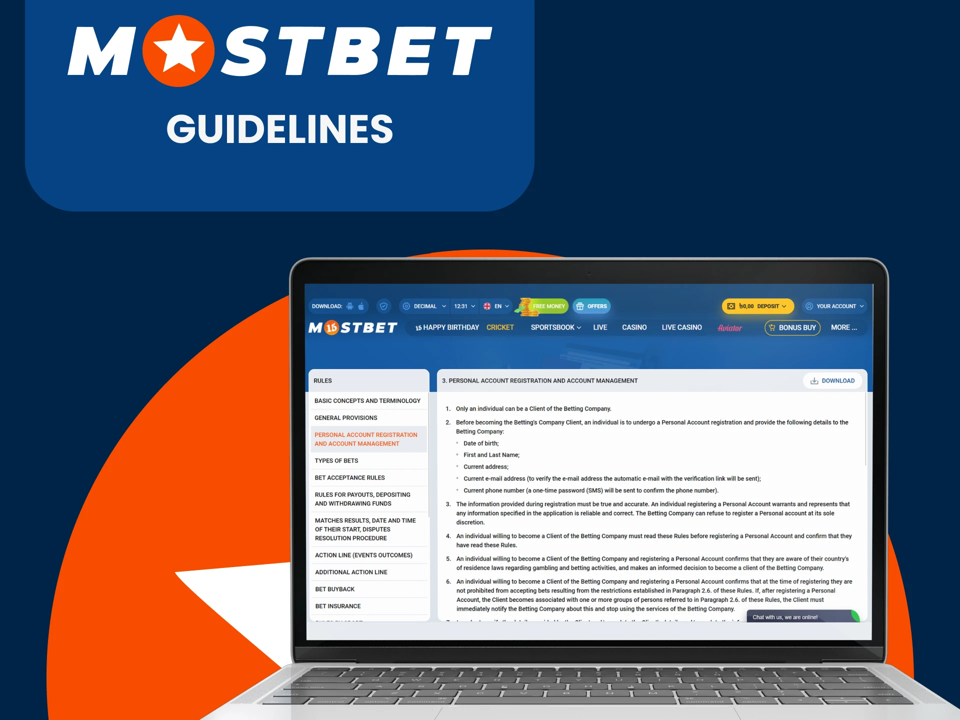 Study the requirements for registering with Mostbet.