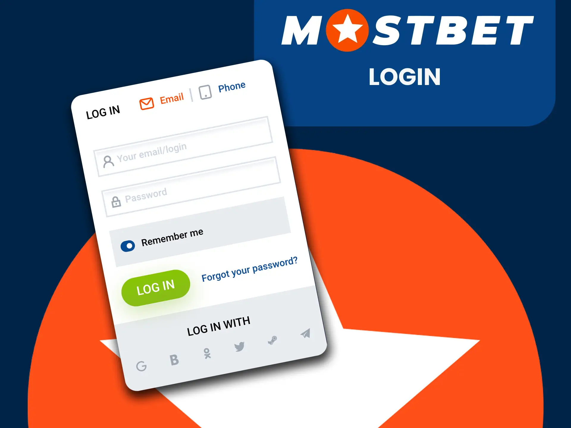 Log in to your personal account on the Mostbet website.