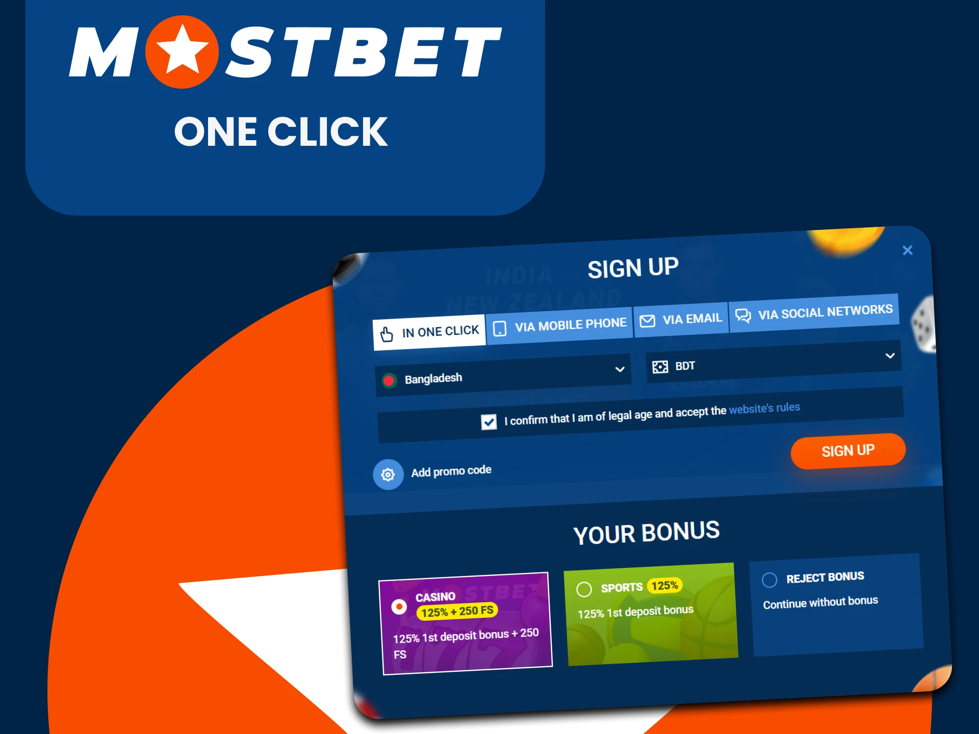 There is a quick way to register for Mostbet.