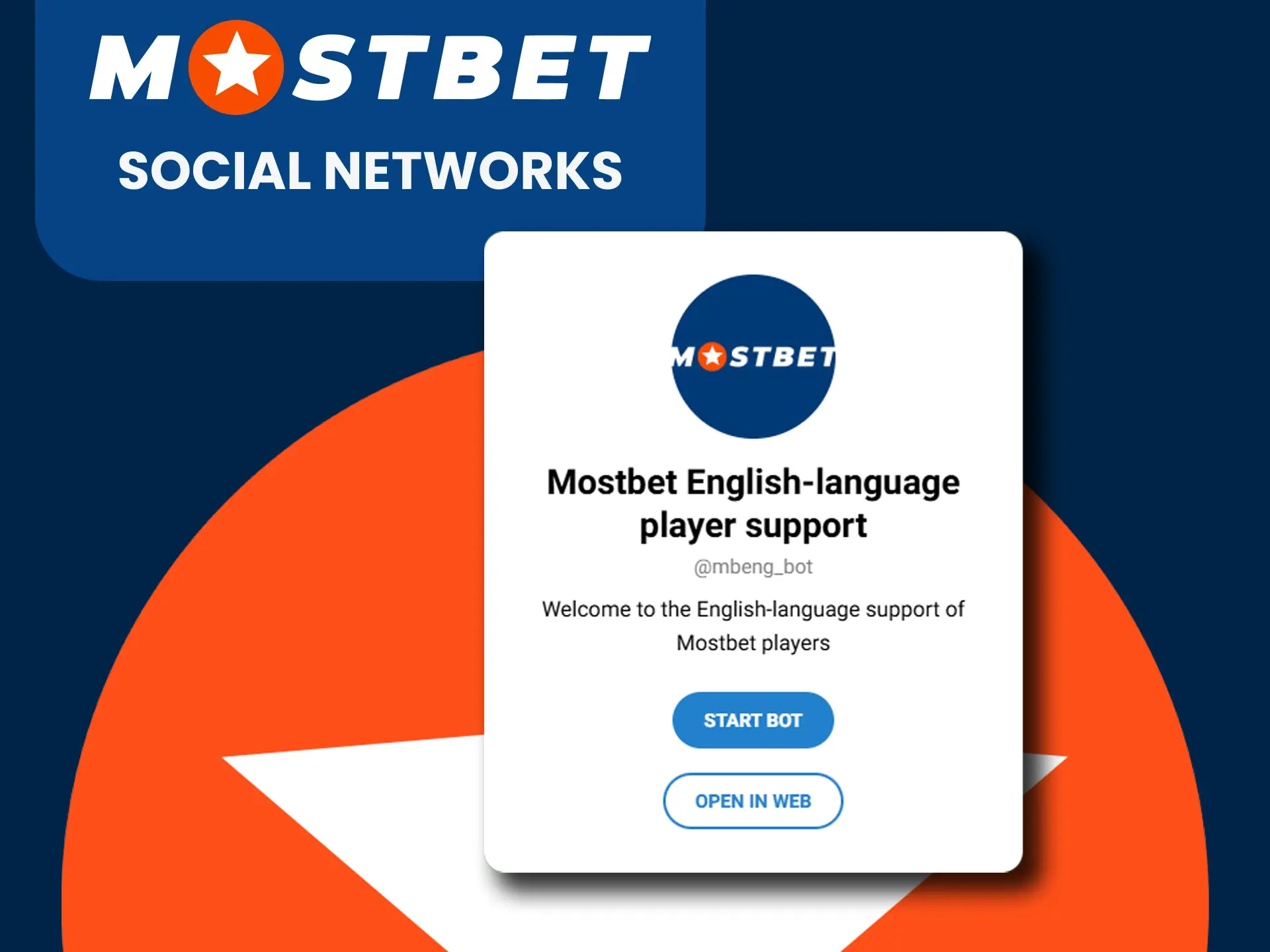 Use social networks to contact the Mostbet team.