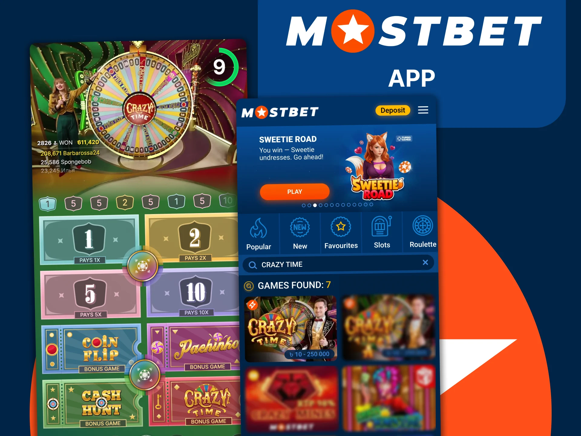 Download the Mostbet app and play Crazy Time with fast deposits and free spins.